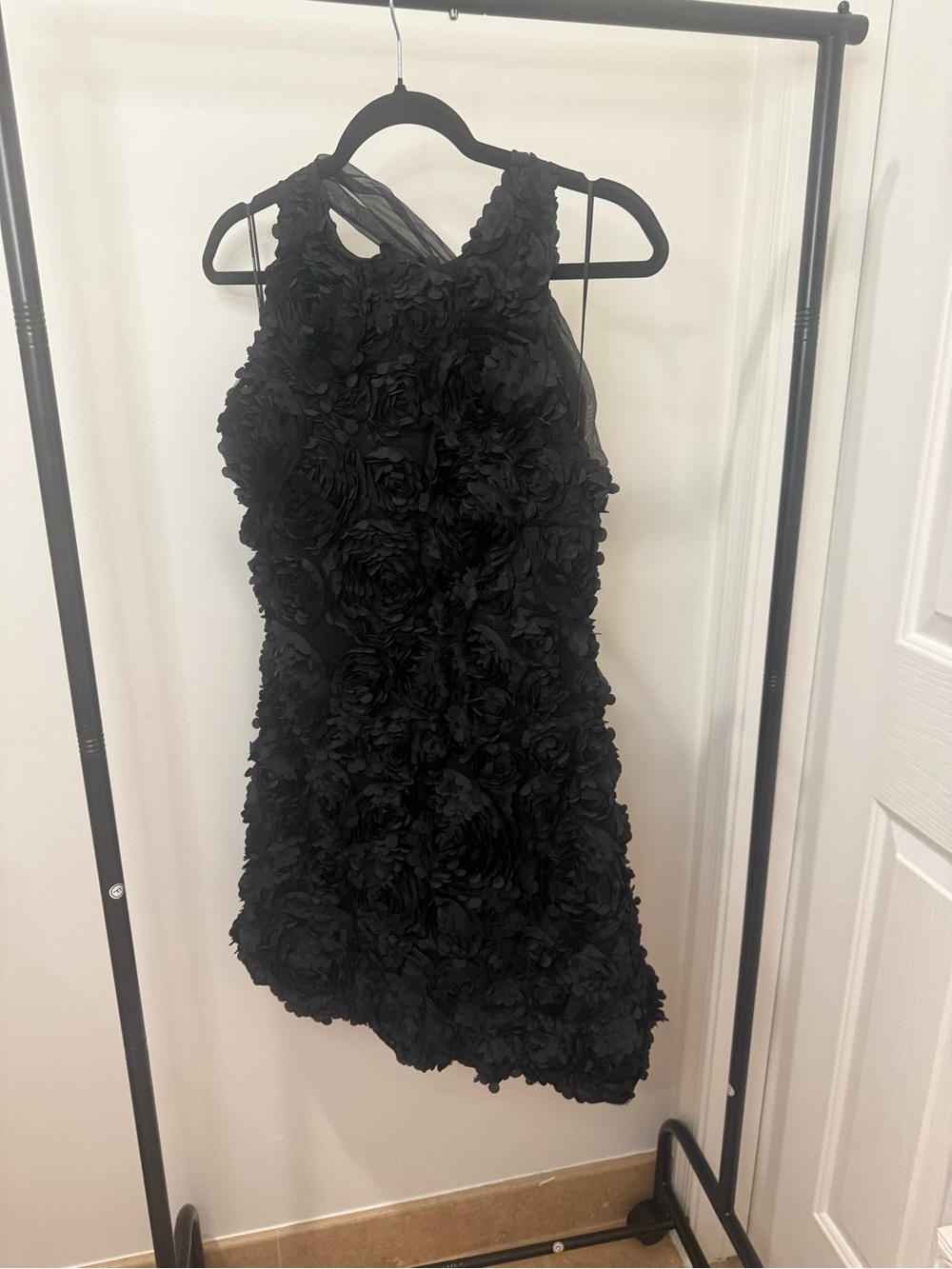 Elliatt Megan 3D Floral Black Halter Mini Dress
